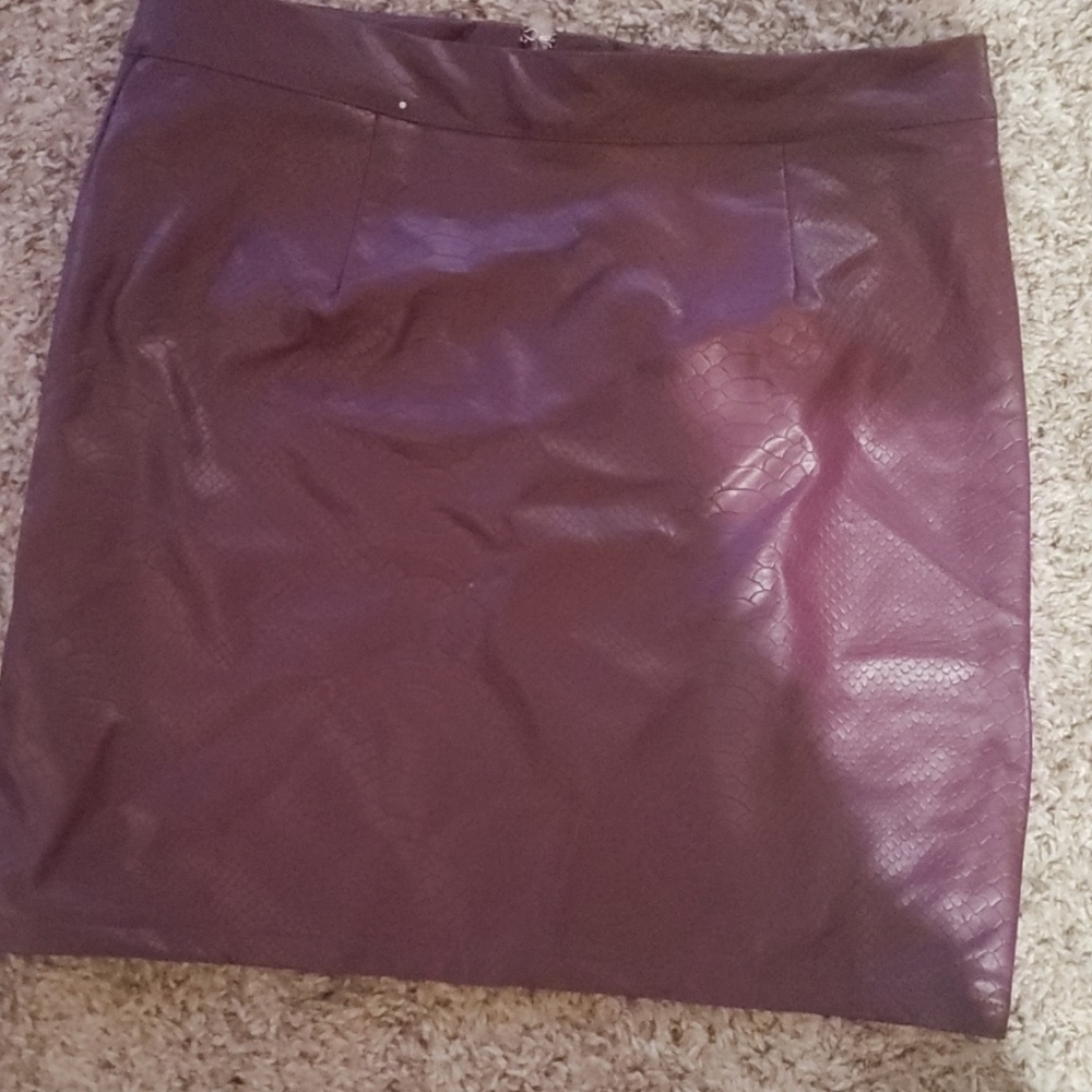 Large leather maroon skirt